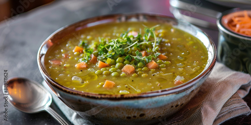 Split pea soup on the table