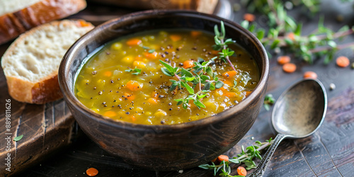 Split pea soup on the table