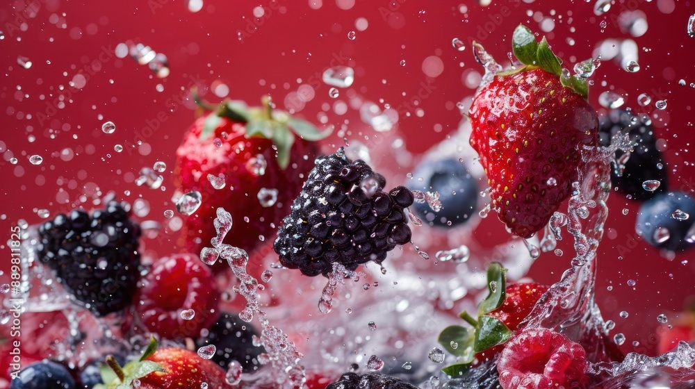 Water Splashing on Berries - Photo Water Splashing on Berries - Photo