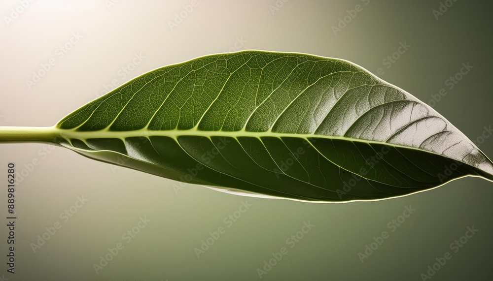 Fototapeta premium Green Plant Leaf Close-up with Detailed Patterns
