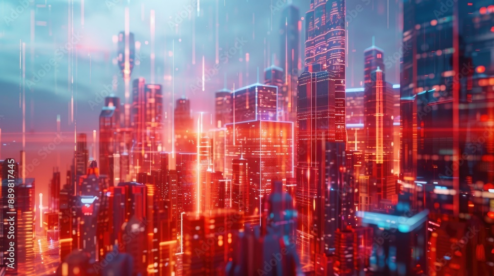 Abstract polygonal shapes creating virtual cityscape. Metaverse futuristic technology. Abstract polygonal shapes creating virtual cityscape. Metaverse futuristic technology.