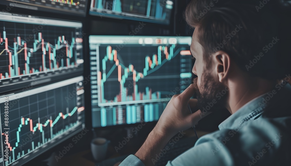 Man Analysing Stock Market Charts Man Analysing Stock Market Charts