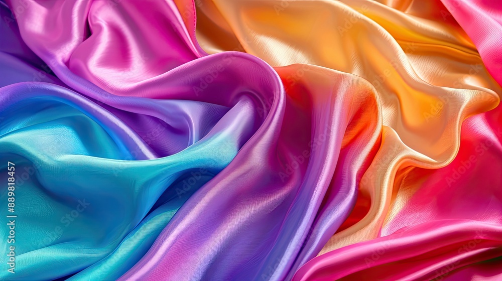 Bright and vibrant silk fabric texture, ideal for adding a touch of luxury to design projects Bright and vibrant silk fabric texture, ideal for adding a touch of luxury to design projects