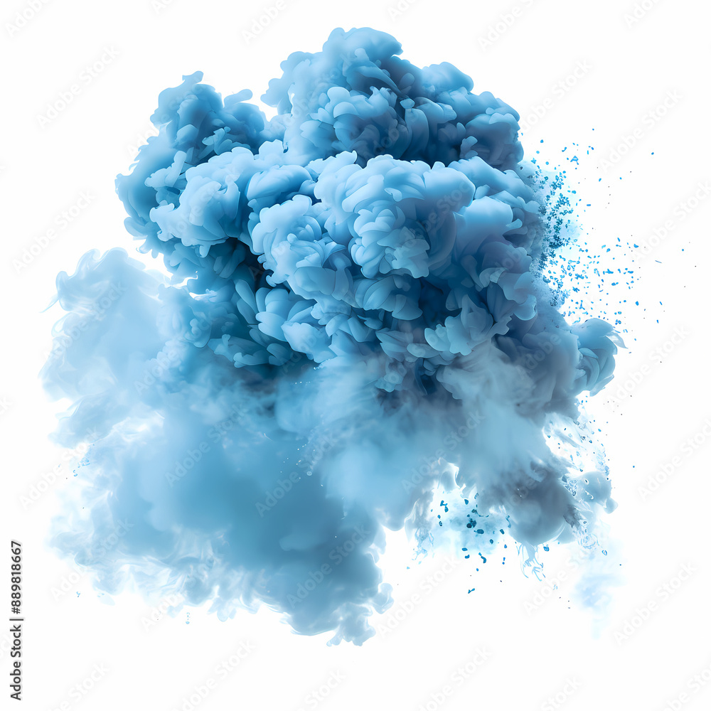 Fototapeta premium Blue Smoke Explosion Border Design | Transparent Background Frame