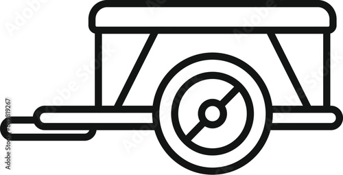 Simple line icon representing a bike trailer, ideal for websites and apps related to cycling, cargo, and outdoor activities
