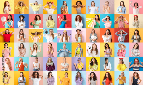 Big collage of young women ...