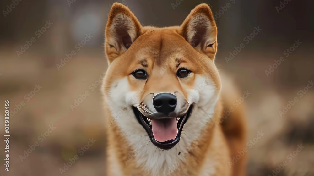 Cute and lively Shiba Inu with a bright smile, perfect for showcasing the Akita Inu breed Cute and lively Shiba Inu with a bright smile, perfect for showcasing the Akita Inu breed