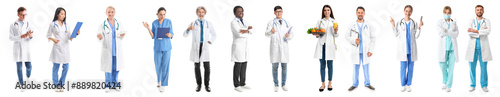 Fotografia Set of doctors on white background