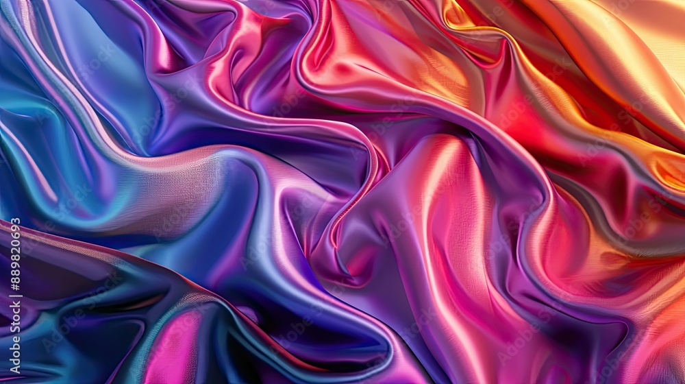 Obraz premium Detailed, colorful silk fabric texture, showcasing its glossy and smooth surface for design