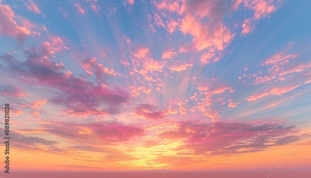 Fototapeta premium Sky gradient with clouds at sunset.