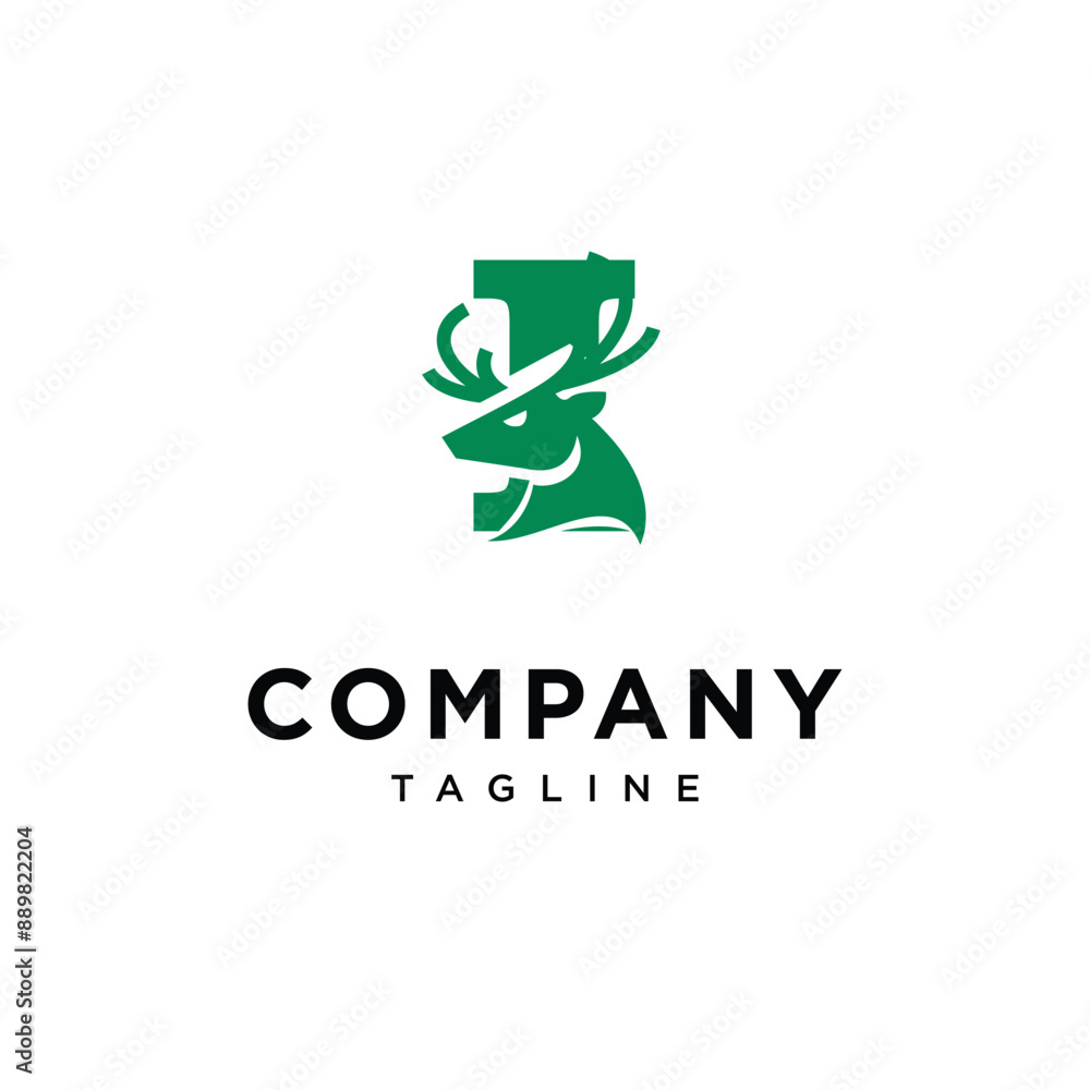 Fototapeta premium Letter I Deer Head Logo Icon Vector
