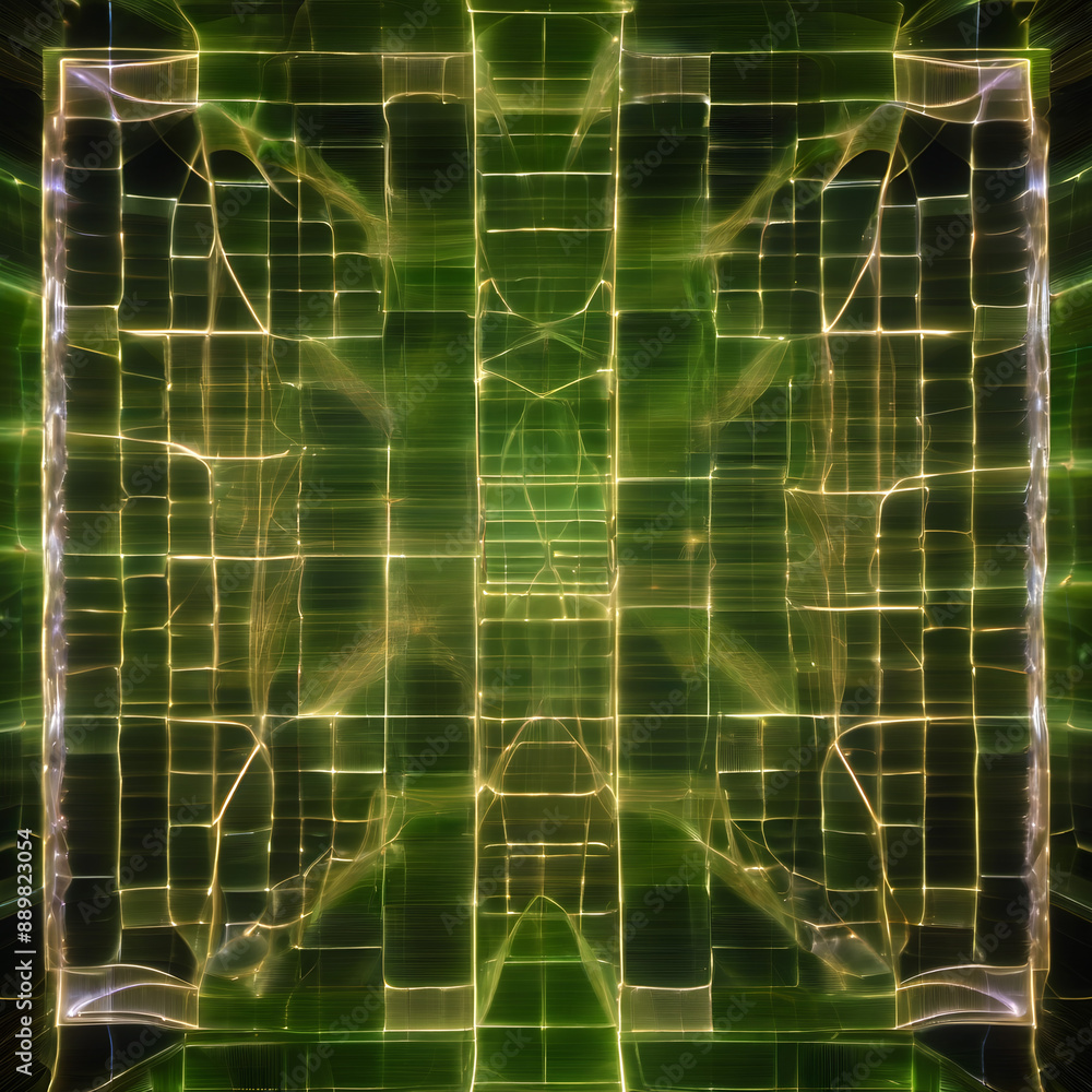 Mesmerizing Abstract Digital Grid in Luminous Green and Gold Hues Mesmerizing Abstract Digital Grid in Luminous Green and Gold Hues