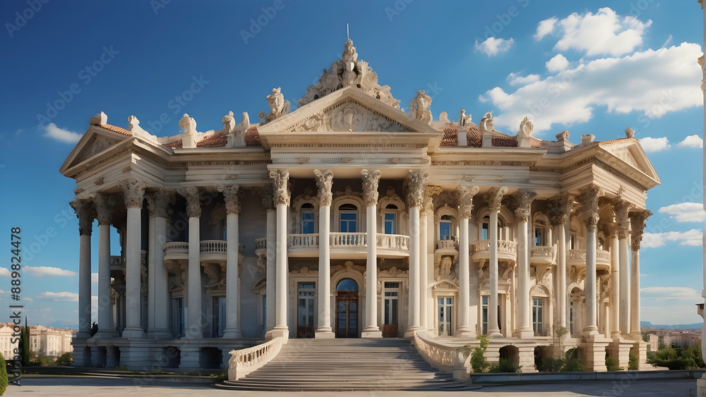 Obraz premium Grand classical palace with ornate statues