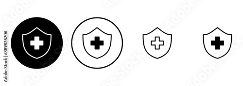 Health insurance icon set. Insurance health document icon