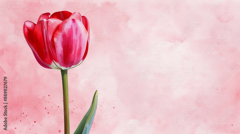 Detailed watercolor of a blooming tulip in vibrant colors, tulip watercolor, spring flower Detailed watercolor of a blooming tulip in vibrant colors, tulip watercolor, spring flower