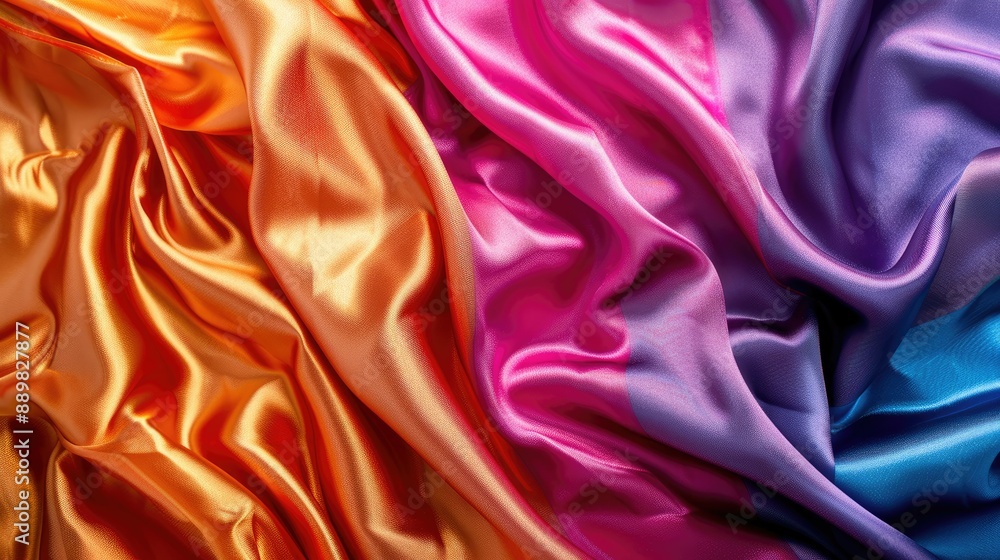 Obraz premium Vibrant silk fabric texture with a shimmering finish, perfect for elegant design projects