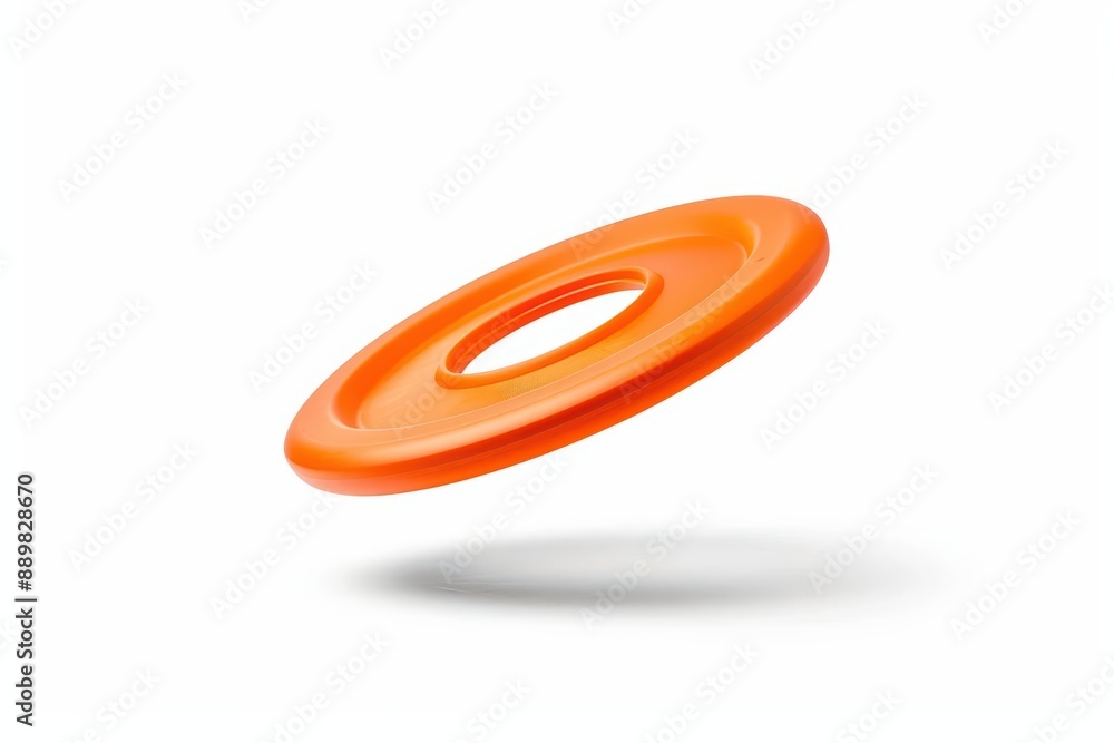 A frisbee flying through the air isolate on white background A frisbee flying through the air isolate on white background