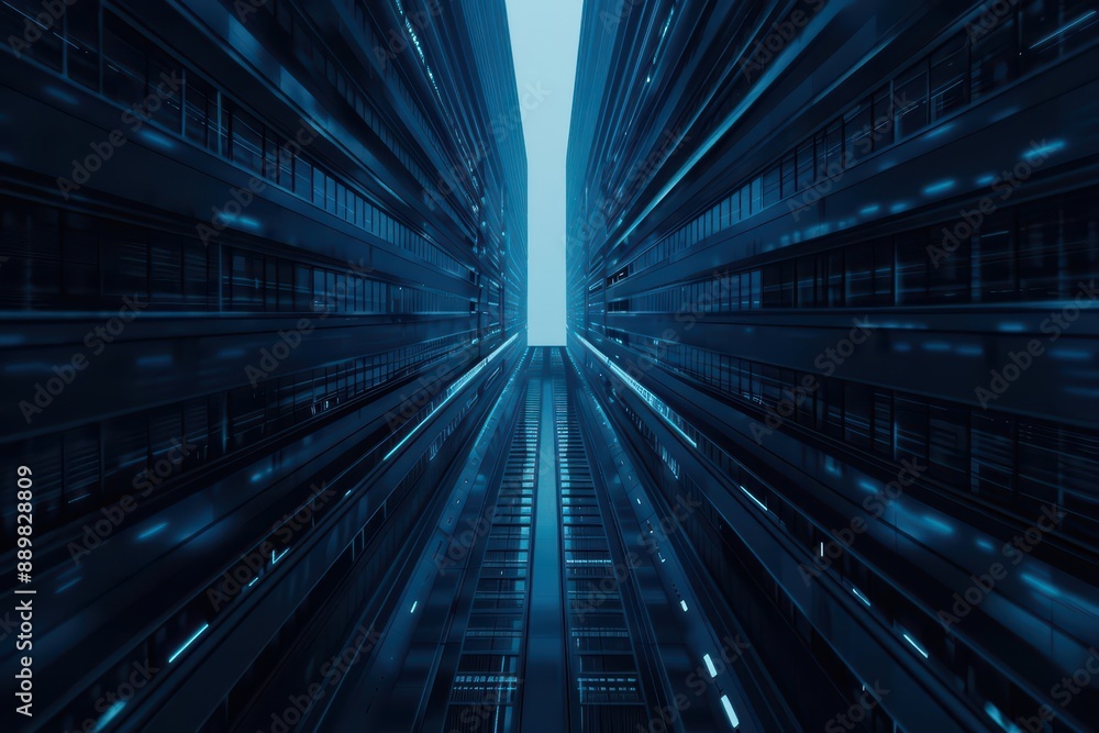 Obraz premium A hightech financial district in an ultramodern, supernatural scene with copy space showcases the advanced infrastructure supporting digital payments in everyday transactions