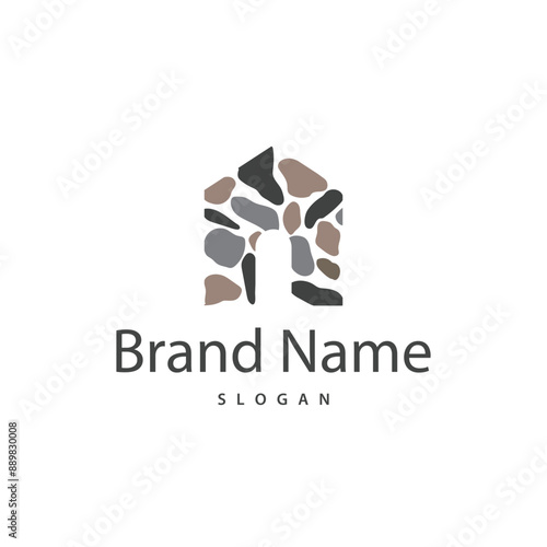 Brick Stone Logo, Premium Elegant Design, Vector Wallpaper Stone House, Icon Illustration Design