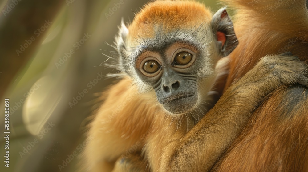 baby langur monkey in mother s arms baby langur monkey in mother s arms