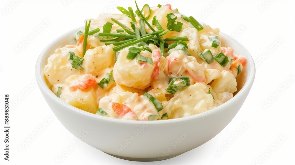 Creamy potato salad isolate on white background Creamy potato salad isolate on white background