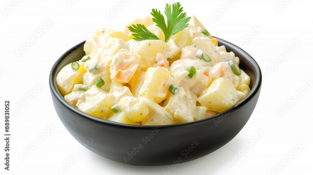 Creamy potato salad isolate on white background Creamy potato salad isolate on white background