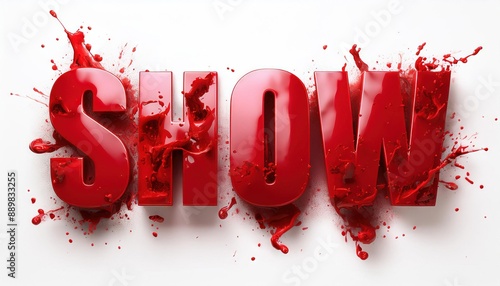 Bold Red SHOW Typography with Splash Effects photo