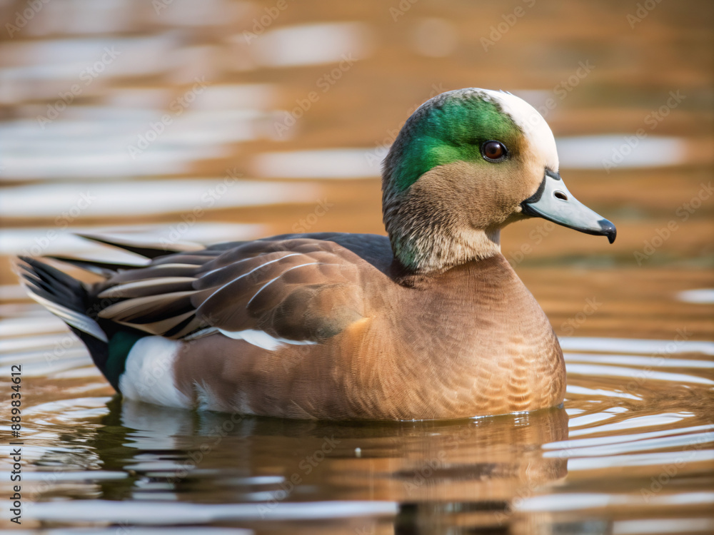 Obraz premium duck on the water, mallard, lake, animal, wildlife, pond, wild, swimming, green, feather, waterfowl, swim, beak, birds, brown