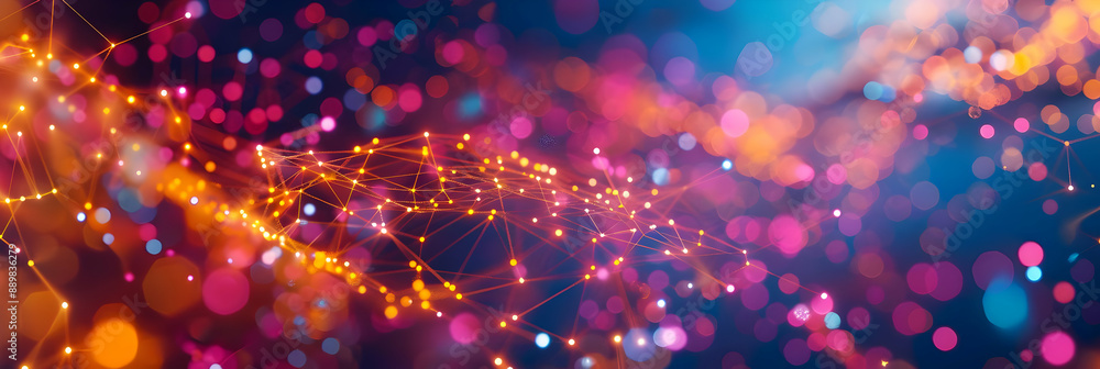 Abstract Background with Bokeh Lights and Network Lines Abstract Background with Bokeh Lights and Network Lines