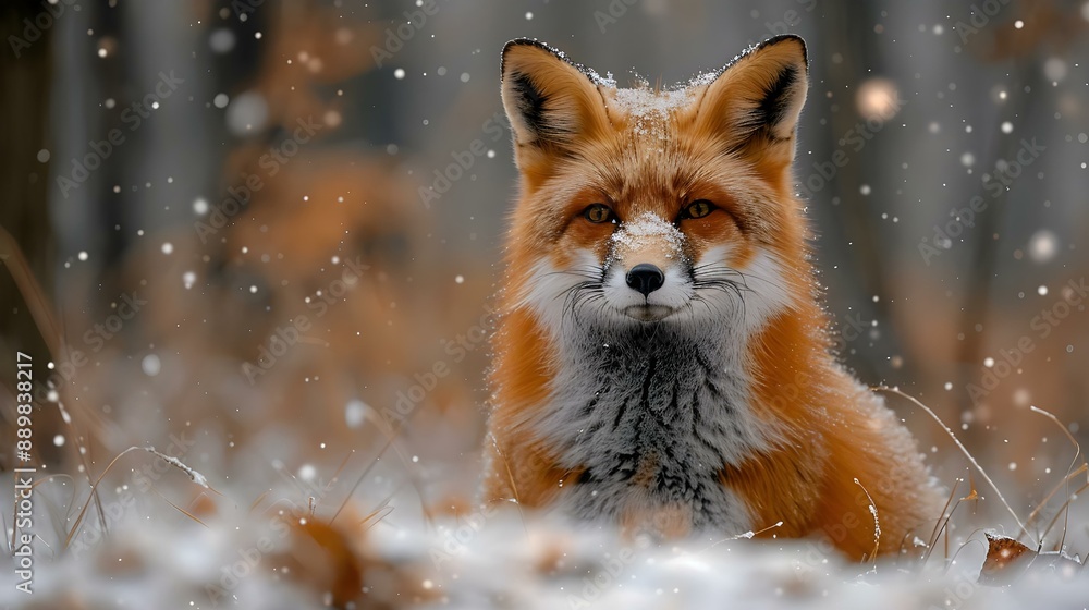 Obraz premium Wildlife scene: Red Fox hunting in Europe