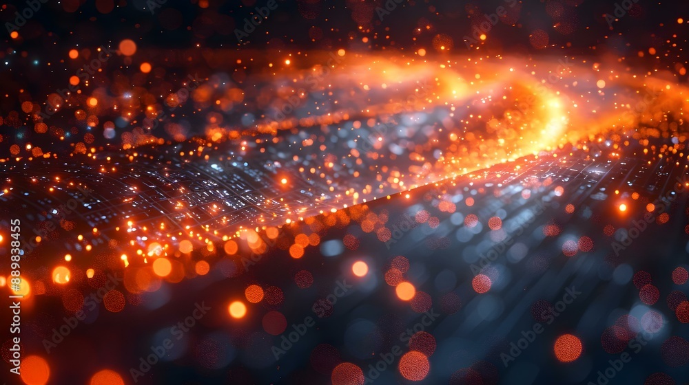 Obraz premium Data Transfer Concept in Orange Futuristic Digital Style