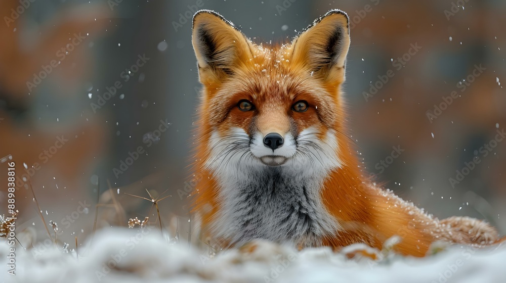 Obraz premium Red Fox hunting wildlife scene from Europe