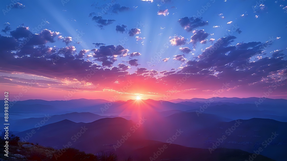 A breathtaking sunrise over a serene mountain landscape with vibrant colors and radiant sun rays. Ideal for nature, travel, inspiration, and relaxation themes. A breathtaking sunrise over a serene mountain landscape with vibrant colors and radiant sun rays. Ideal for nature, travel, inspiration, and relaxation themes.
