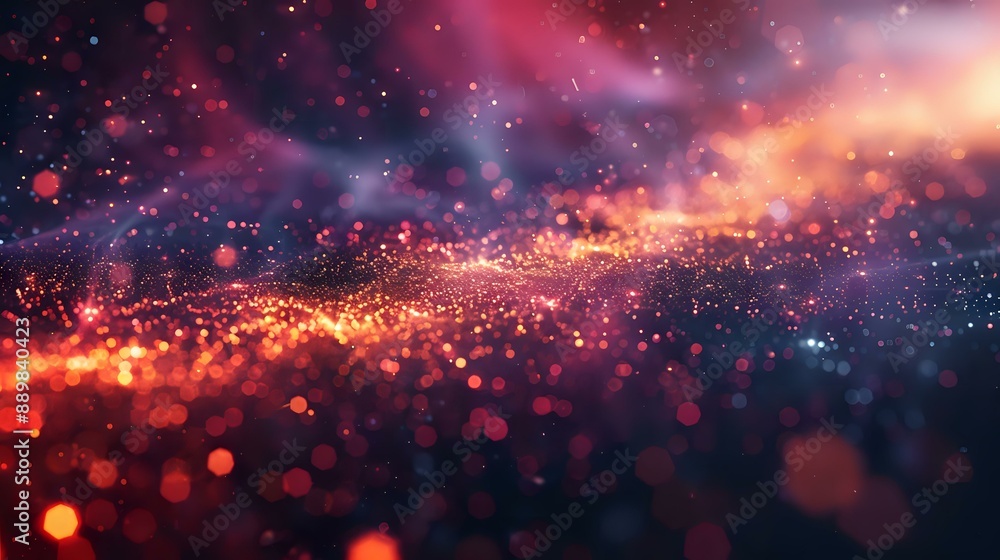 Abstract digital artwork depicting a vibrant cosmic scene with glowing particles in shades of red, orange, and purple. Perfect for themes related to space, creativity, and digital art. Abstract digital artwork depicting a vibrant cosmic scene with glowing particles in shades of red, orange, and purple. Perfect for themes related to space, creativity, and digital art.