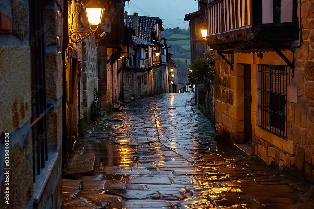 Fototapeta premium Cobblestone Street in a European Village