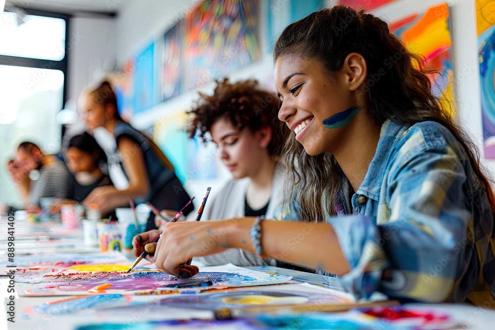 Fototapeta premium Painting class with a smile
