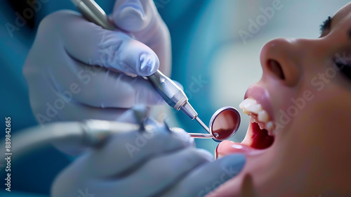 Dentist using a dental endoscope for precise root canal treatment photo