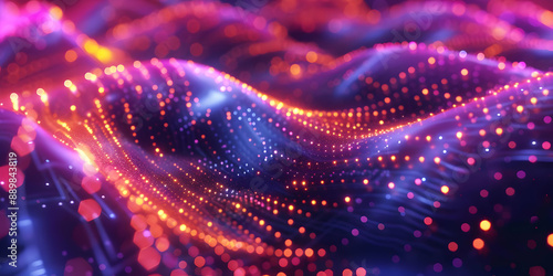 Wallpaper Mural Abstract Background with Wavy Lines and Glowing Lights Torontodigital.ca