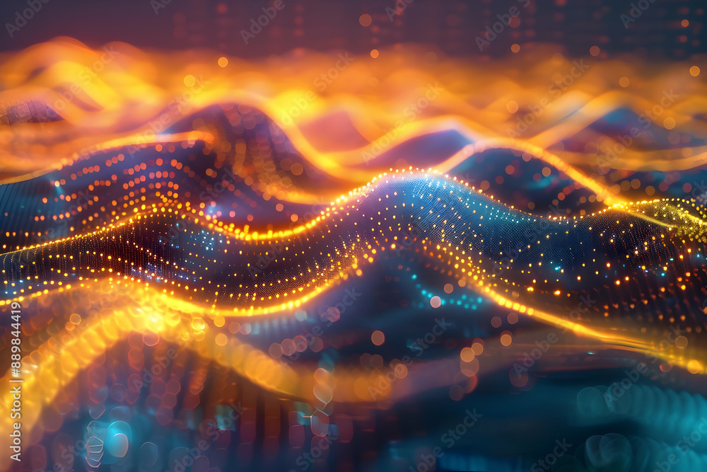 Abstract 3D Background with Wavy Lines and Glowing Lights Abstract 3D Background with Wavy Lines and Glowing Lights