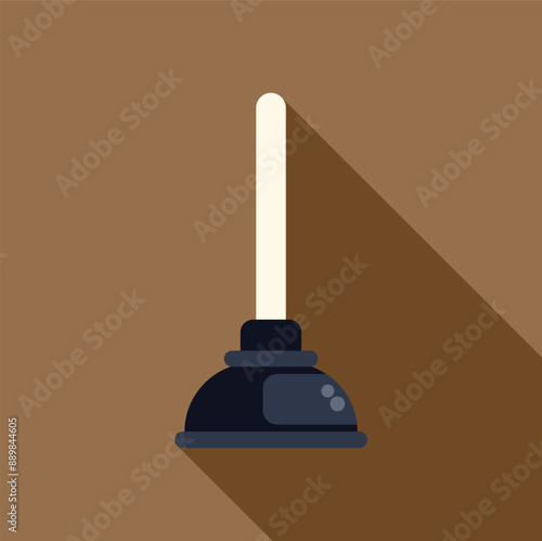 Simple flat style icon of a plunger casting a shadow on a brown background