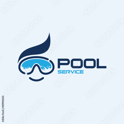 swimming pool company logo design vector ideas to download. swimming sport logo with swimming goggles typography.