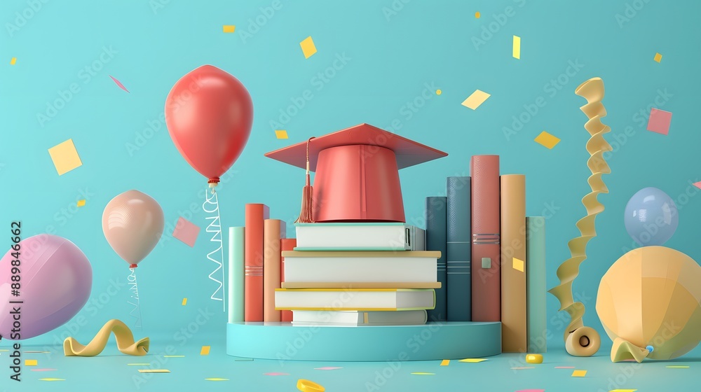 stack of books and graduation cap for graduation celebration stack of books and graduation cap for graduation celebration