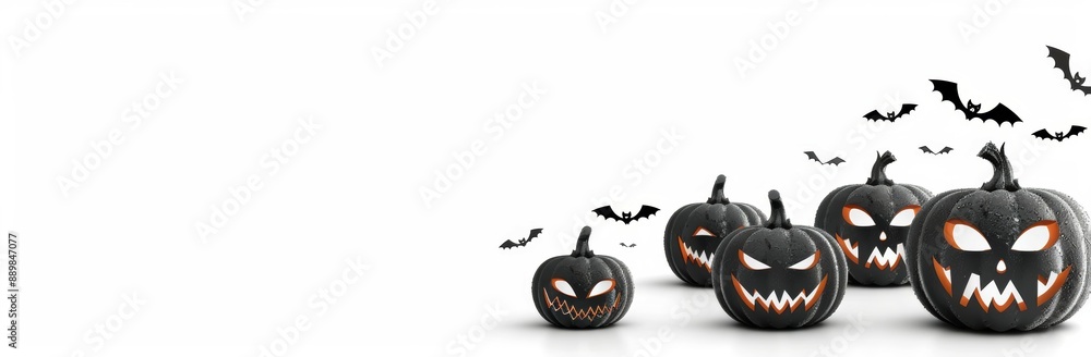 A Halloween themed banner with a bunch of pumpkins and bats A Halloween themed banner with a bunch of pumpkins and bats
