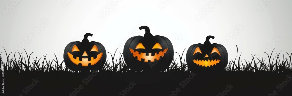 Three pumpkins with their mouths open and eyes wide Three pumpkins with their mouths open and eyes wide