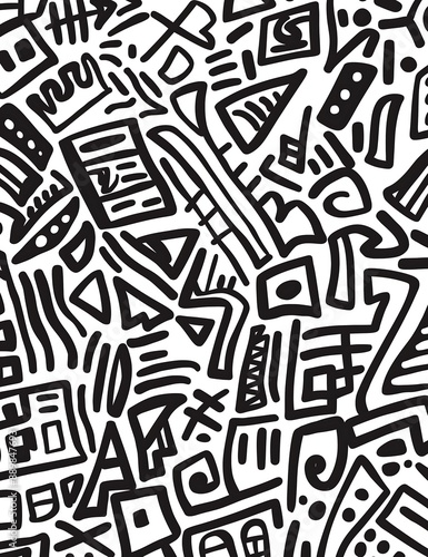 Wallpaper Mural coloring page black and white zentangle pattern on the entire background, extra thick bold lines easy to color Torontodigital.ca