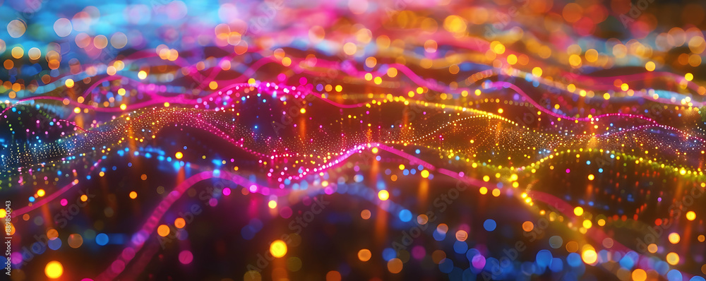 Fototapeta premium Abstract 3D Background with Colorful Bokeh Lights
