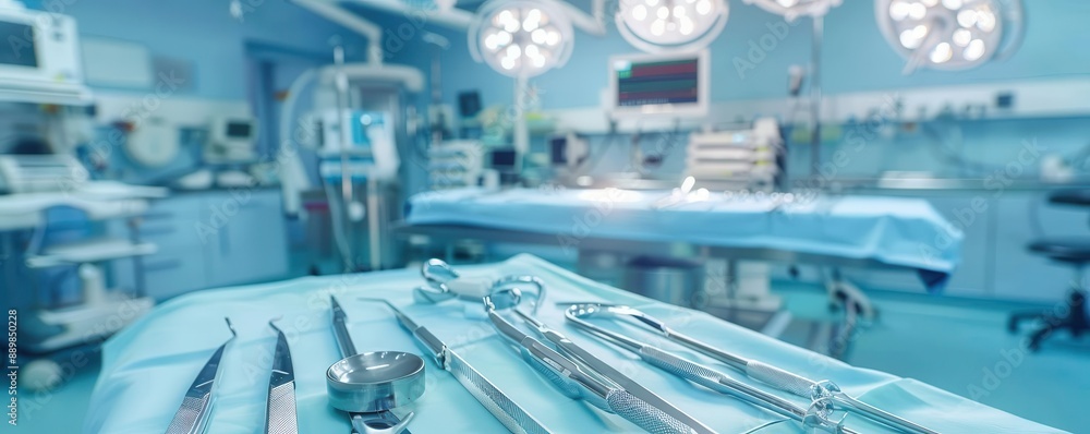 The operating room filled with surgical tools, a scene of high concentration copy space, meticulous theme, dynamic, blend mode, hospital backdrop, copy space for text, The operating room filled with surgical tools, a scene of high concentration copy space, meticulous theme, dynamic, blend mode, hospital backdrop, copy space for text,