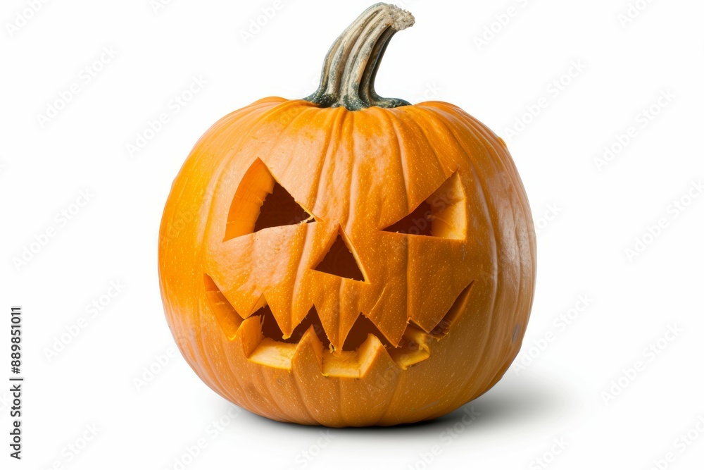 A pumpkin with a scary face carved into it A pumpkin with a scary face carved into it