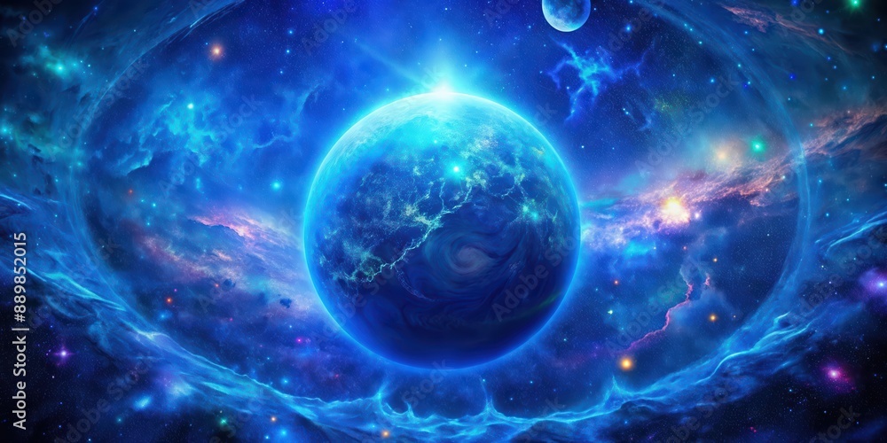 Obraz premium Blue glowing outer space