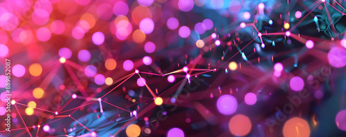 Abstract 3D Background with Neon Lights and Bokeh